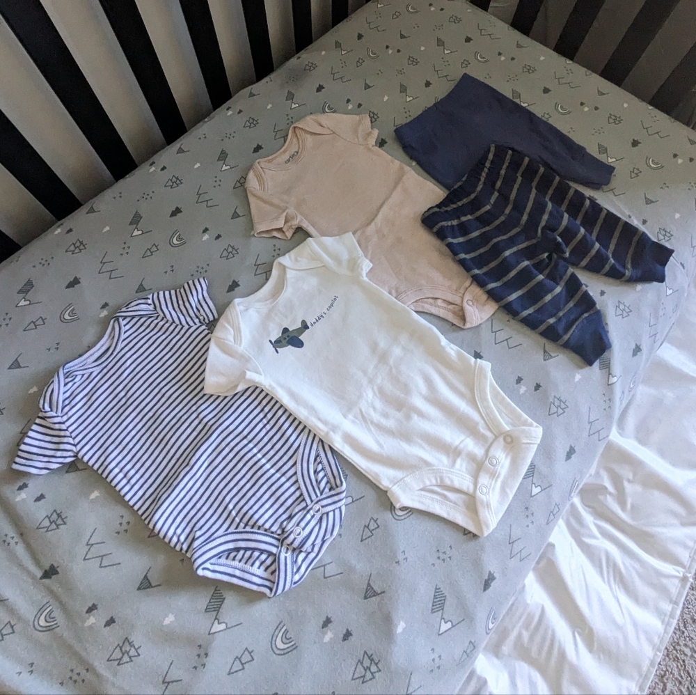 🛩️ Carter's Daddy's Copilot Matching Set - Navy, White, Cream, Green